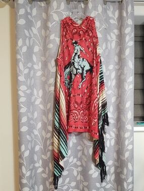 Crazy Train Black Label Aztec Horse Themed Vest size OS